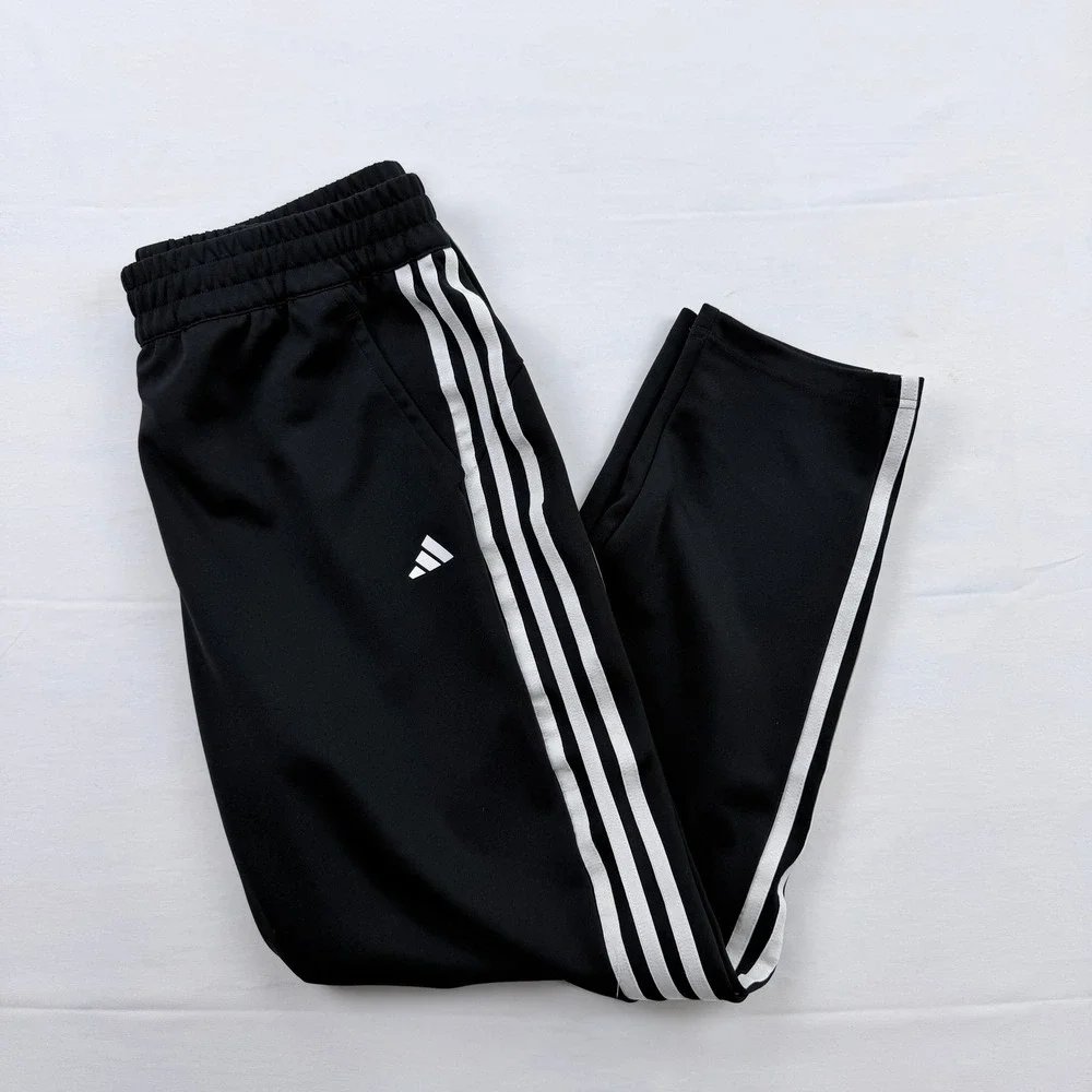Adidas Track Pants 3 Stripe Athletic‎ Joggers Training Medium Black White